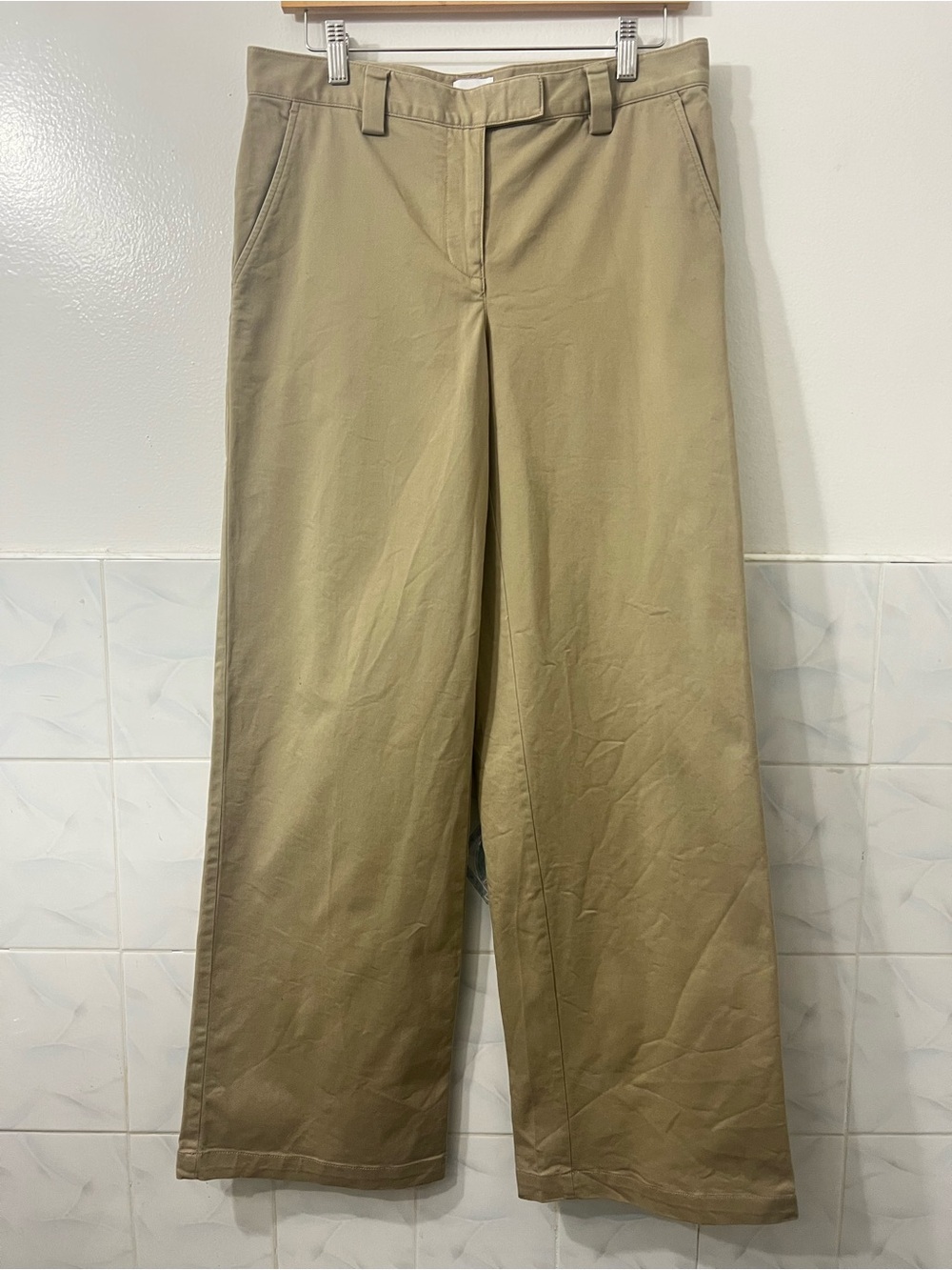 Sunday Best Aritzia Tan Wide Leg Mid Rise Pants Women 6 Minimalist Quiet Luxury